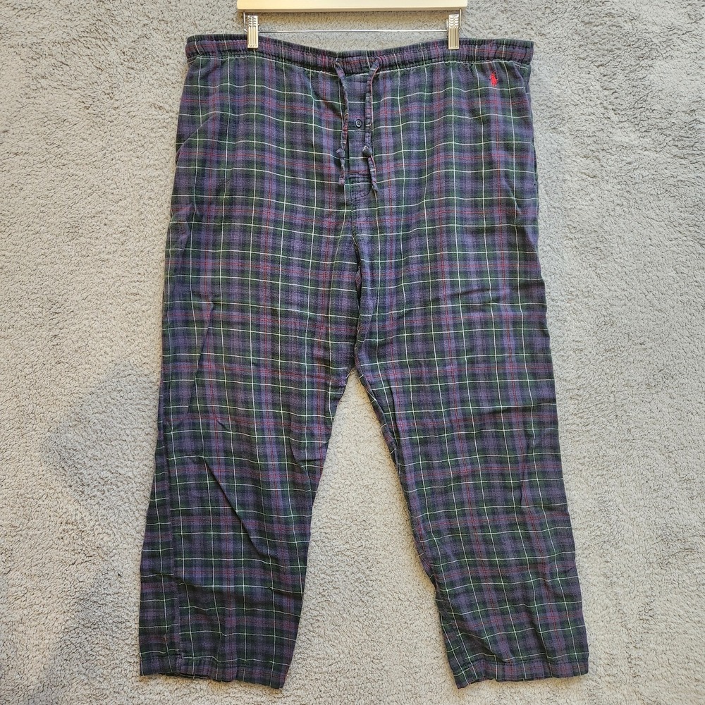 Polo Ralph Lauren Sleepwear Pants Men's Large Multicolor Plaid Cotton High-Rise‎